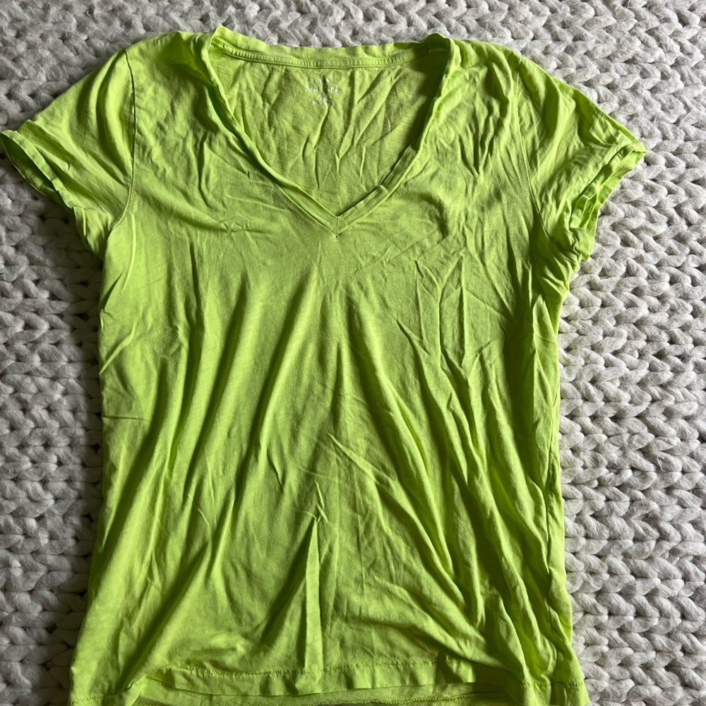 J. Crew Neon Green V-Neck Short Sleeve Tee